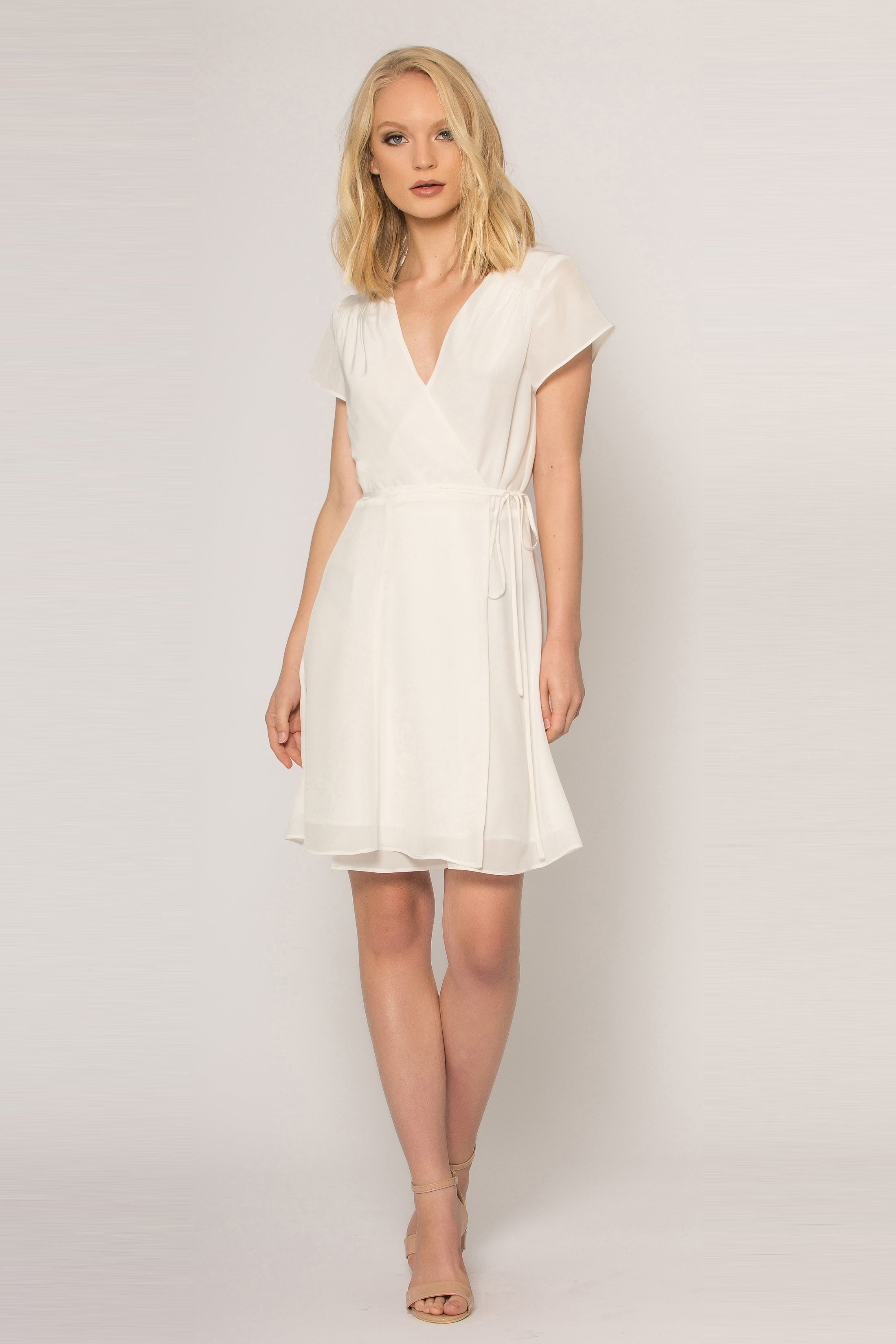 Ivory Short Sleeve Silk Wrap Dress | by ...